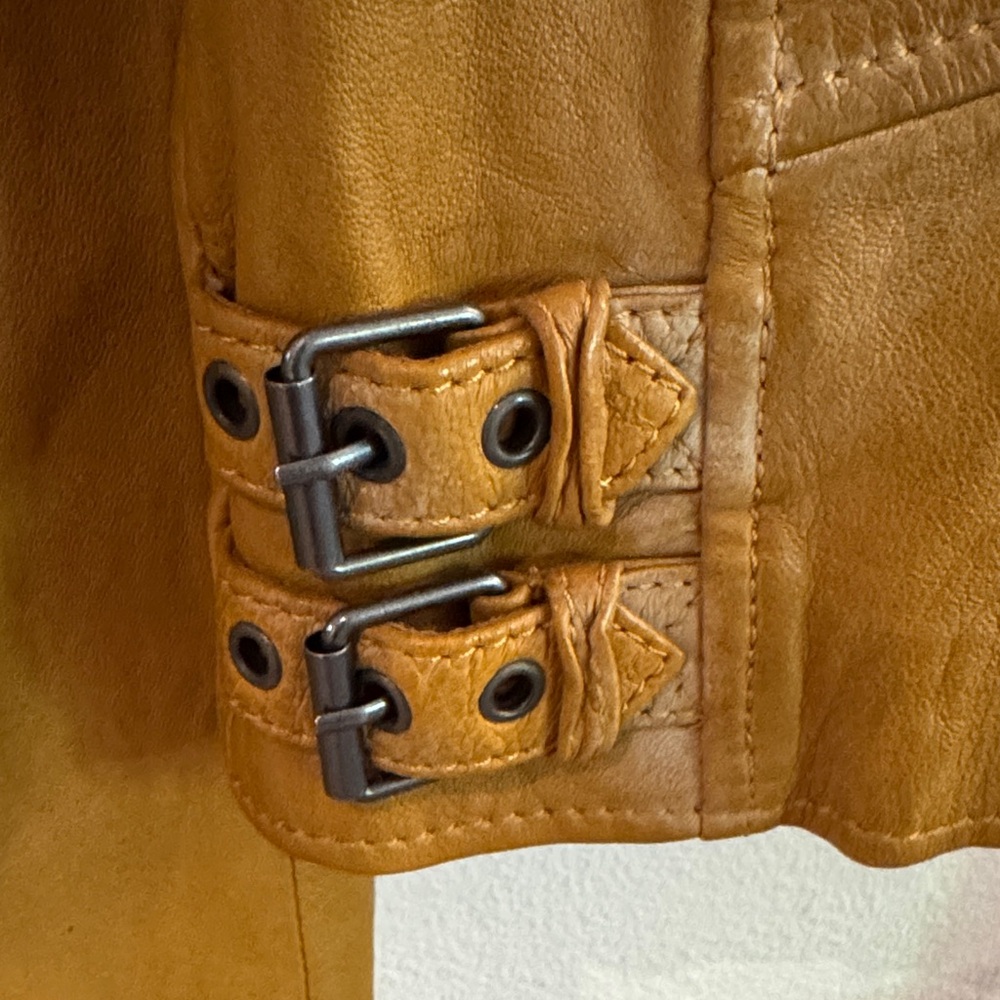 fp Christy sunrise golden tan stars lamb leather Jacket XS regular fit. NWT - Picture 12 of 17
